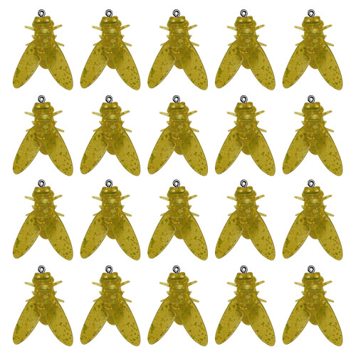 (Yellow, M) Bionic Fly Fishing Bait 20PCS - 8mm Black Realistic Lures Kit