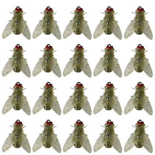 (Green, L) Bionic Fly Fishing Bait 20PCS - 8mm Black Realistic Lures Kit