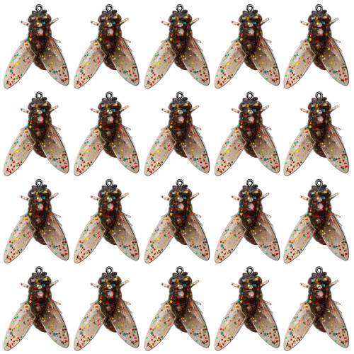 (Brown, M) Bionic Fly Fishing Bait 20PCS - 8mm Black Realistic Lures Kit