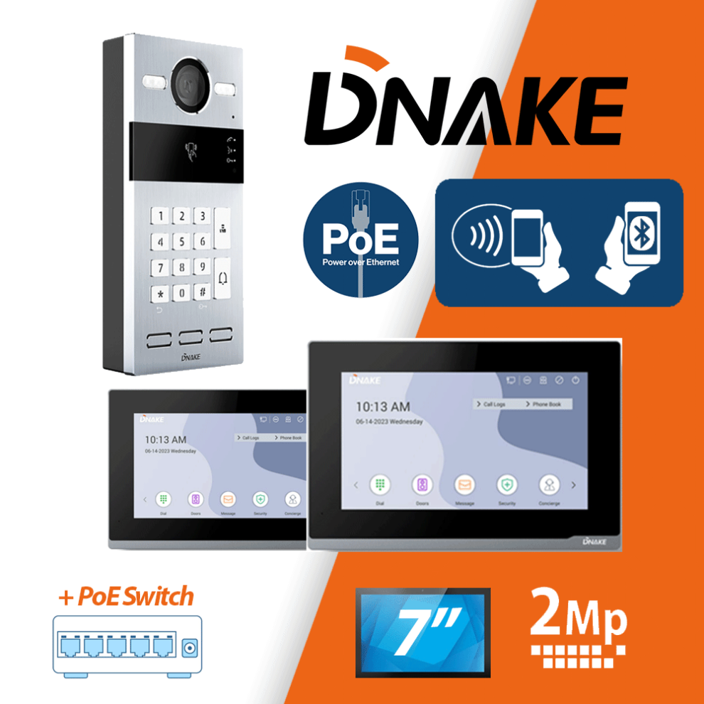 (Surface Mount, 2) Intercom System Kit Dnake 2Mp Hd Video Doorbell 665355635026