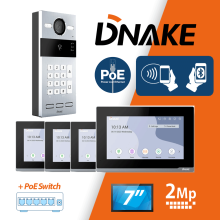 (Surface Mount, 4) Intercom System kit Dnake 2MP HD Video Doorbell