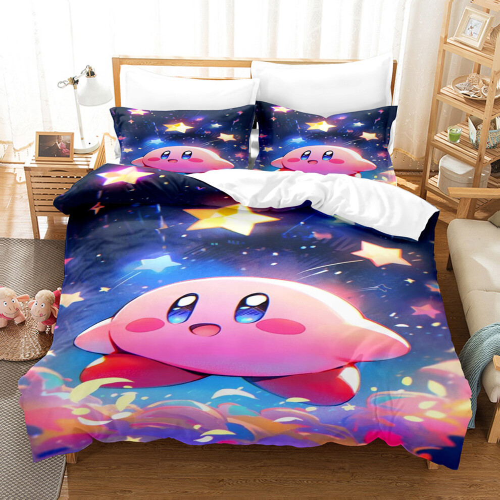 Xcsgsra (Style 01, Double(200X200cm/3Pcs)) Kirby Stars Kids Bedding Single Double Duvet Cover