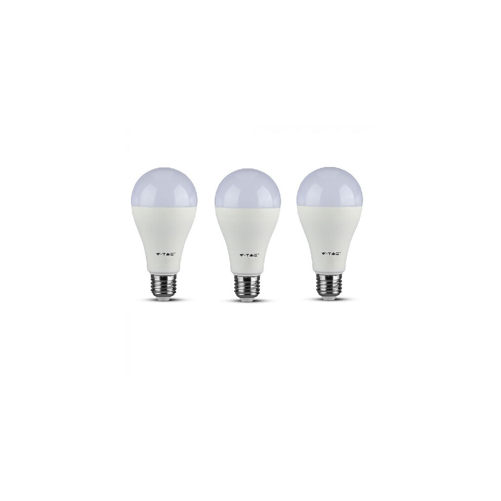 V-Tac Samsung 15W A65 LED PLASTIC BULB 6400K E27 Pack of 3