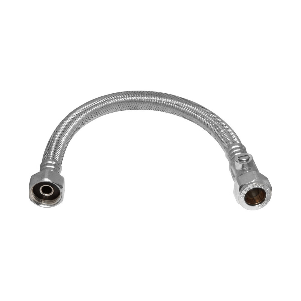 15mm x 1/2" x 500mm Flexible Tap Connectors 9/10mm bore With Iso Valve