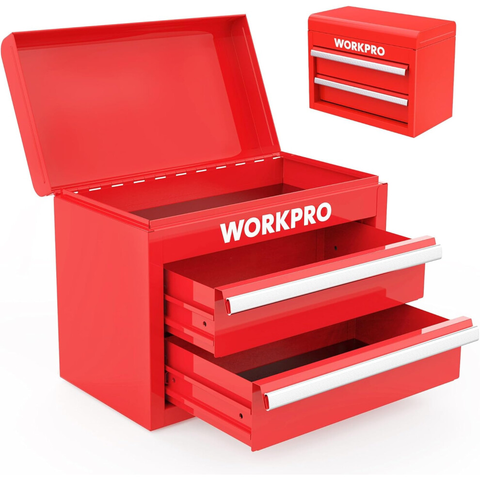 2 Drawer Mini Tool Box, Metal Tool Box with 2 Drawers and 1 Top Storage Compartment, Women's Style Portable Tool Organizer for Everyday Use
