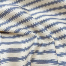 JLCTPB Vintage Woven Ticking Stripe 100% Cotton Upholstery Fabric, Pastel Blue, 140cm Wide, Heavy-weight UK Made, 20m Roll