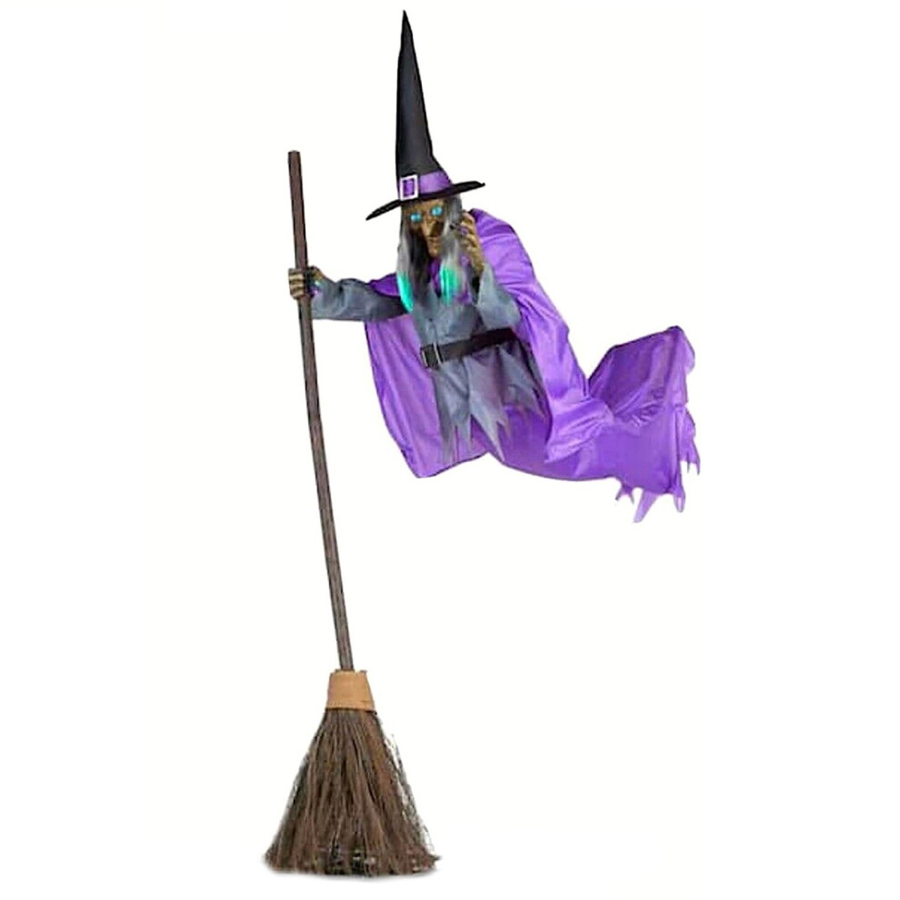 6ft Animated Hovering Witch Halloween Decoration with LEDs