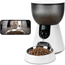 Automatic Cat Feeder with Camera, 5G WiFi Pet Feeder with App Control, Low Food and Blockage Sensor