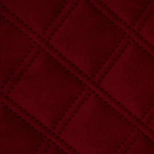Double Stitch Diamond Quilted Velvet Upholstery Fabric - Red