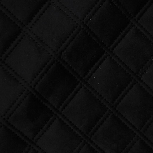 Double Stitch Diamond Quilted Velvet Upholstery Fabric - Black 1
