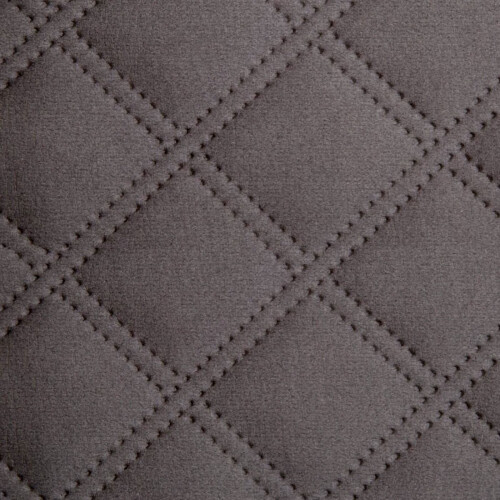 Double Stitch Diamond Quilted Velvet Upholstery Fabric - Grey