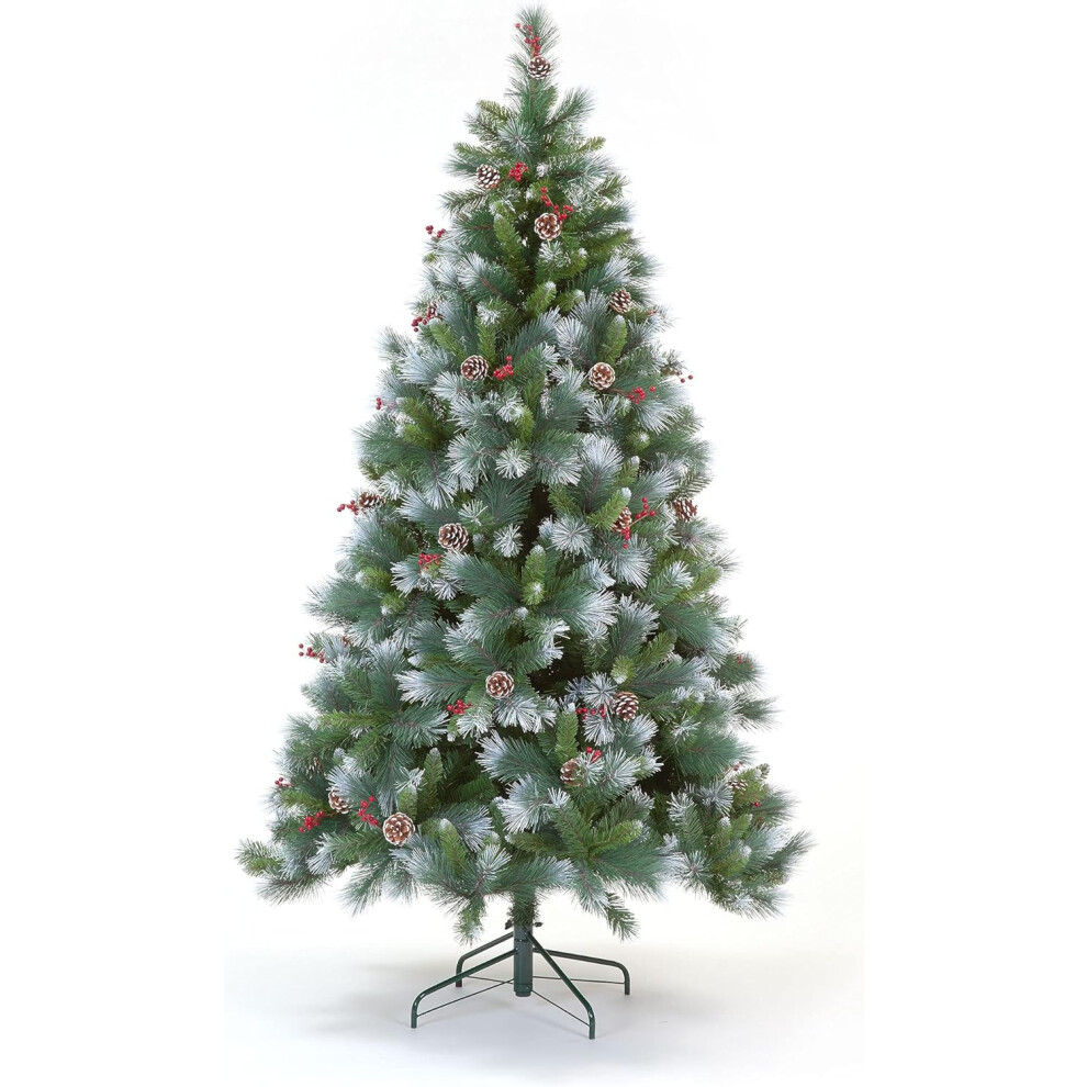 Snow Time Avatika Frosted Christmas Tree With Pine Cones & Berries - 5Ft/150Cm