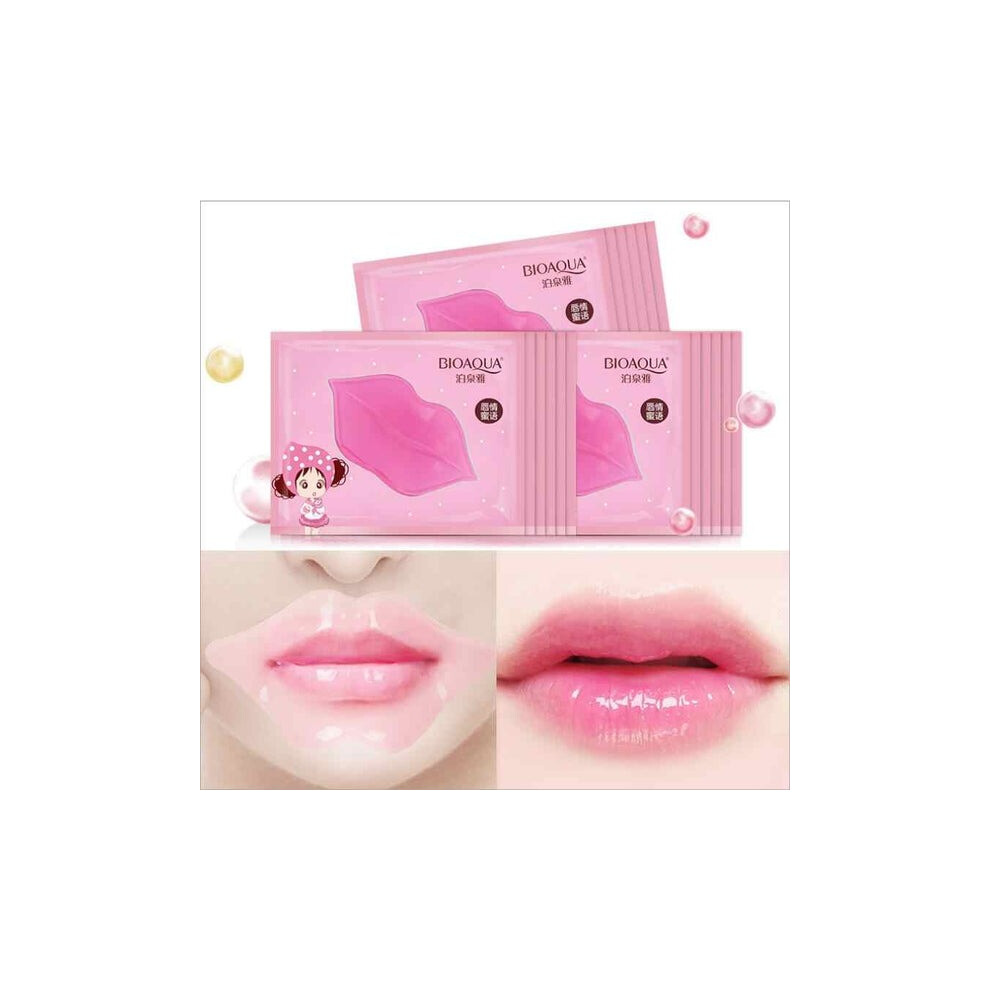 Pink Bioaqua Collagen Mask Sheet For Lips Hydrating & Nourishing Lip Care, Smooth & Plump Lips, Moisture-Rich Formula (Pack Of 5)