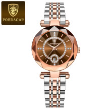 (Gold Brown) Ladies Quartz Watch Waterproof Stainless Steel Womens Wristwatch