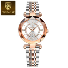 (Gold White) Ladies Quartz Watch Waterproof Stainless Steel Womens Wristwatch