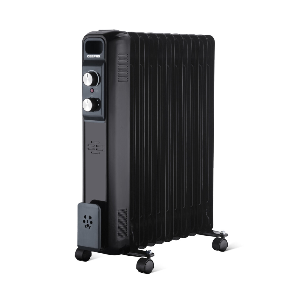 Geepas Oil Filled Radiator Heater 2500W, 11 Fin | Portable Electric Heater 3 Heat Settings Safety Cut-Off Overheat Protection Energy Efficient Heating