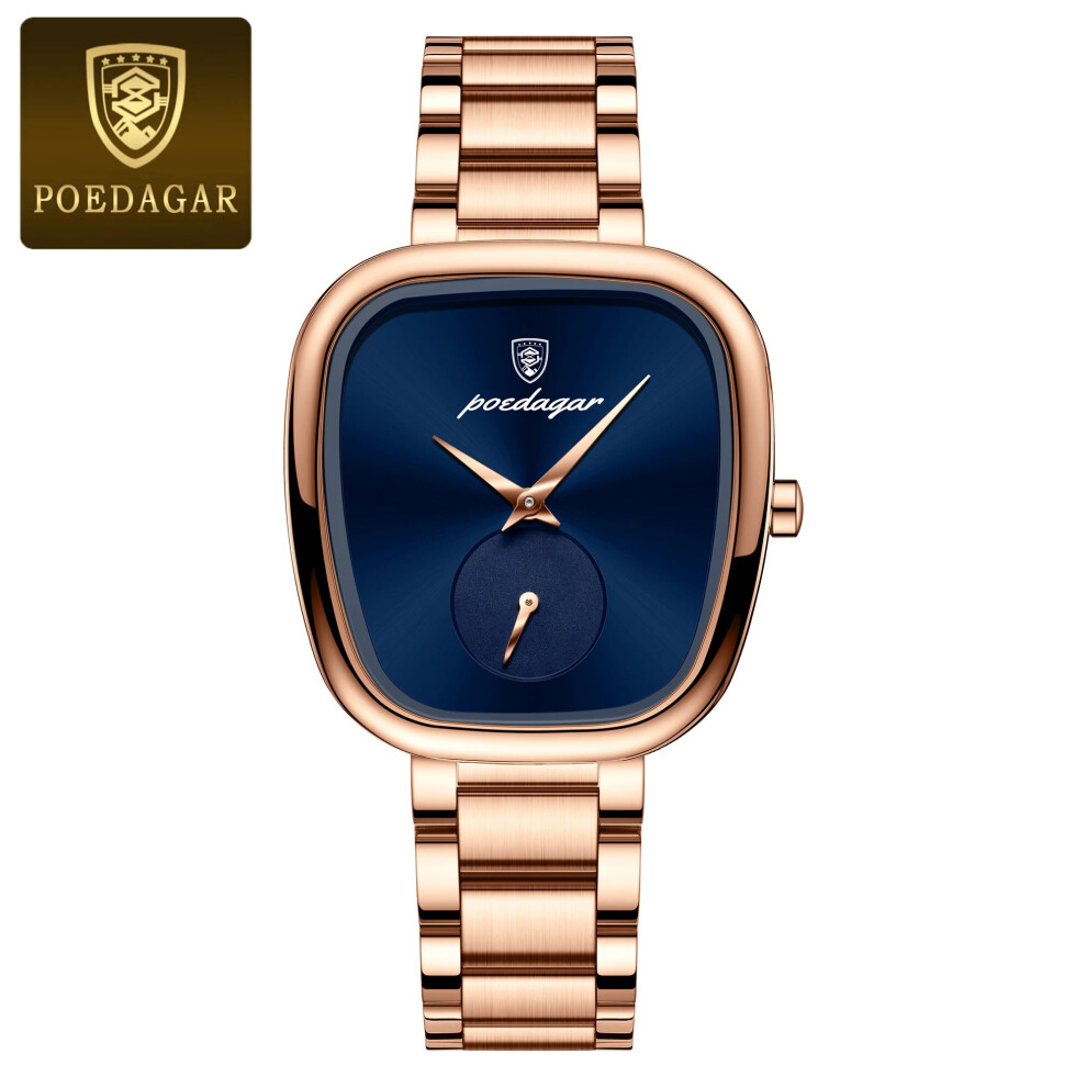 (783 Rose Gold Blue) Womens Watch Waterproof Stainless Steel Quartz Ladies Wristwatch-image-OPC-PFDMK9Q-NEW