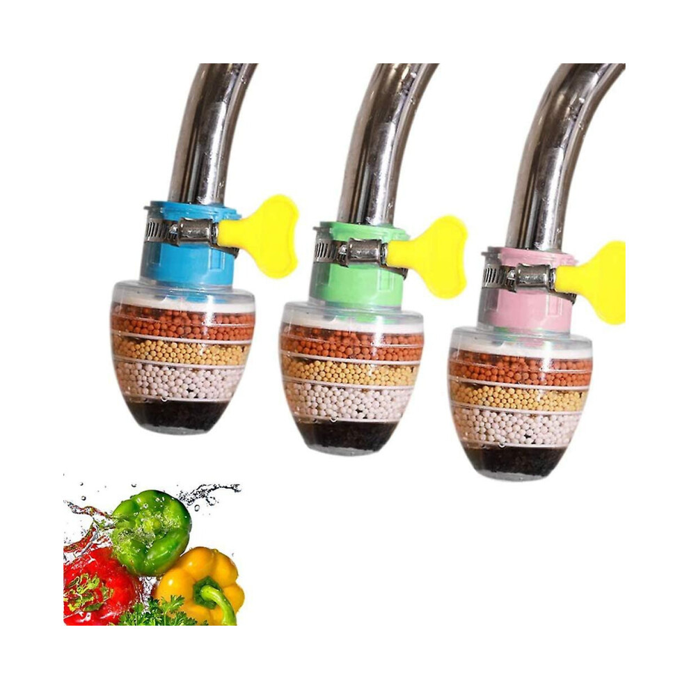 Activated Carbon Faucet, 6-tier Clean Purifier Cartridge Faucet, Upgraded Universal Interface Faucet Filter (3 Pieces, Multicolor)