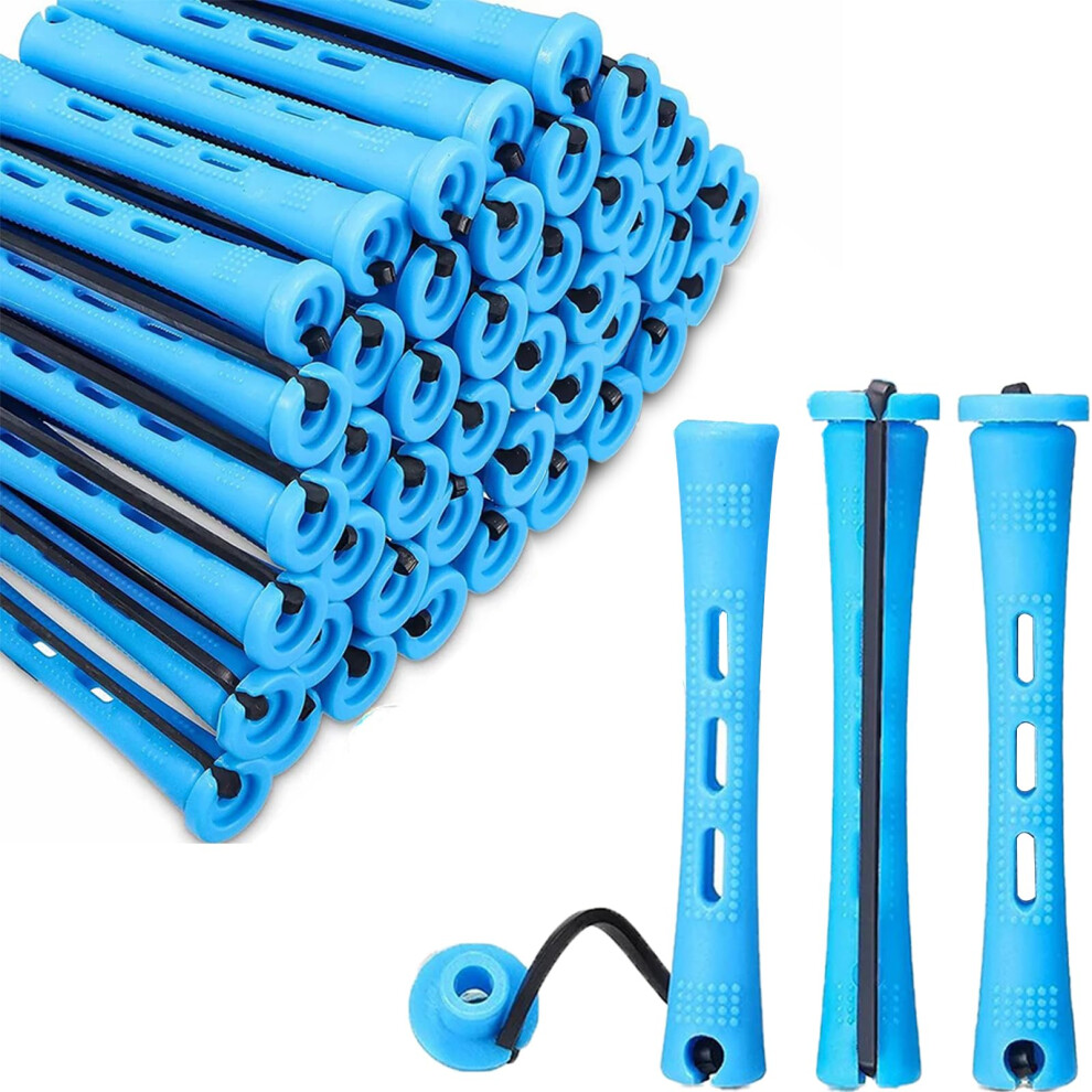 60 Pieces Small Size Hair Curlers Rollers,0.35 Inch Hair Rollers,Blue Perm Rods Perm Kit,Home Perm Kits for Women,Perm Kit Short Hair Men for Natural