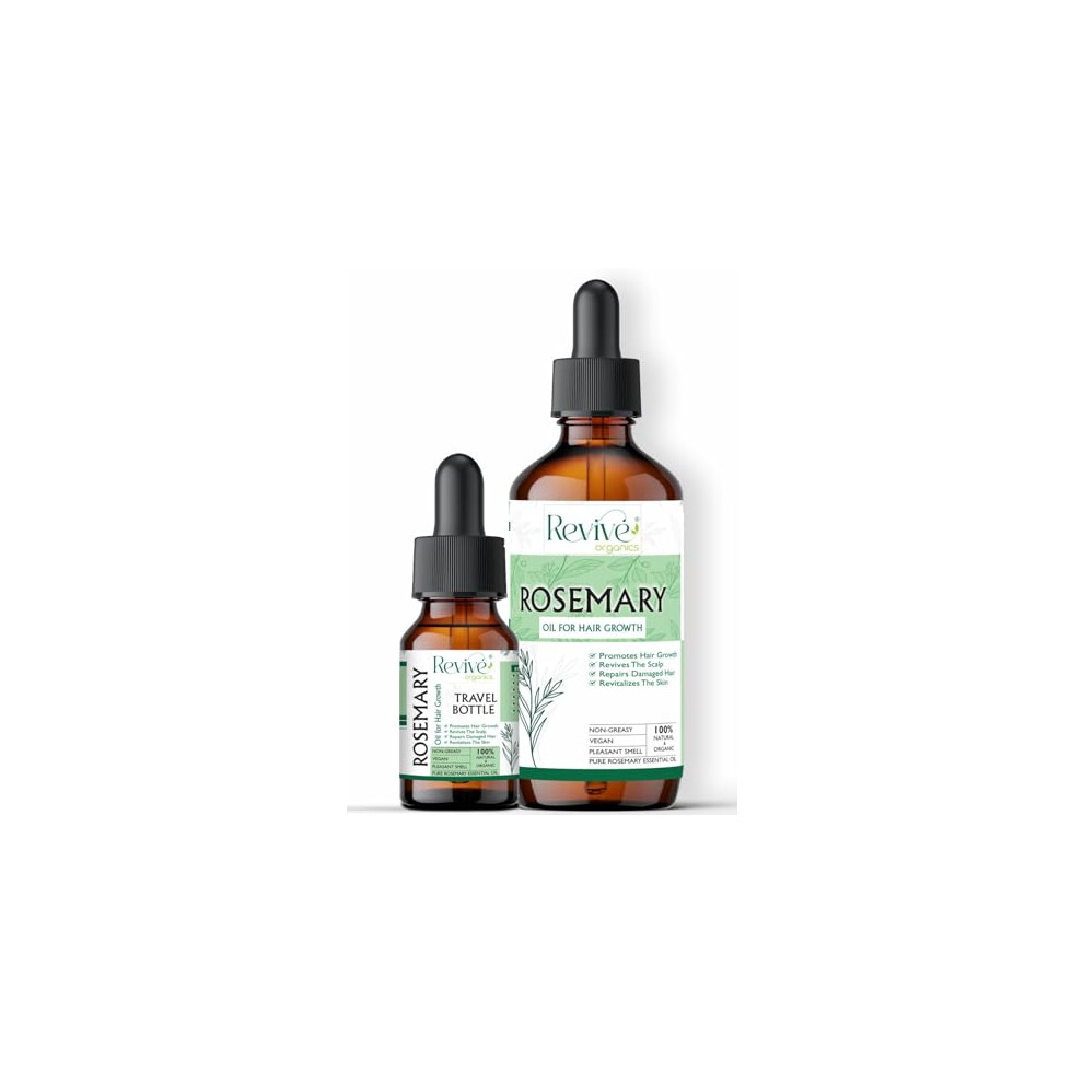 Rosemary Oil For Hair Growth With Travel Bottle: Non-Greasy Rosemary Essential Oil; Veganic Hair Growth Oil; Organic Rosemary Hair Oil for dry damaged