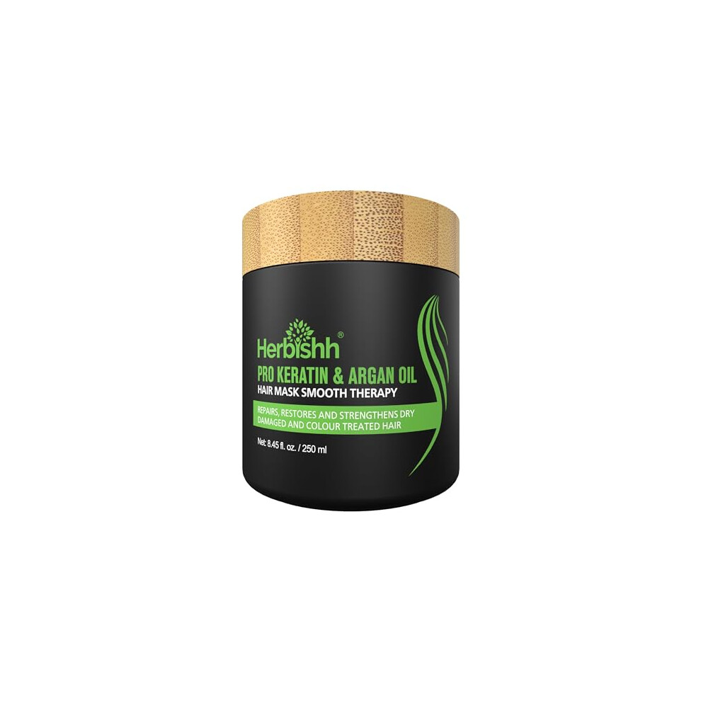 Herbishh Argan Hair Mask-Deep Conditioning & Hydration For Healthier Looking Hair For Very Dry, Weak, Stressed Out Hair, No Sulphates, No Parabens (250)