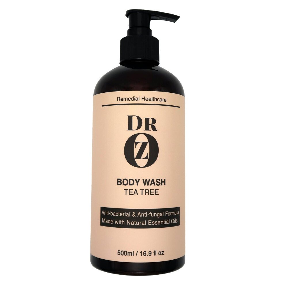 AntiBacterial Antifungal Body Wash with Tea Tree - For Acne, Folliculitus, Jock itch, Athletes foot, Body odor and Ringworm. For Healthier Skin. 500ml