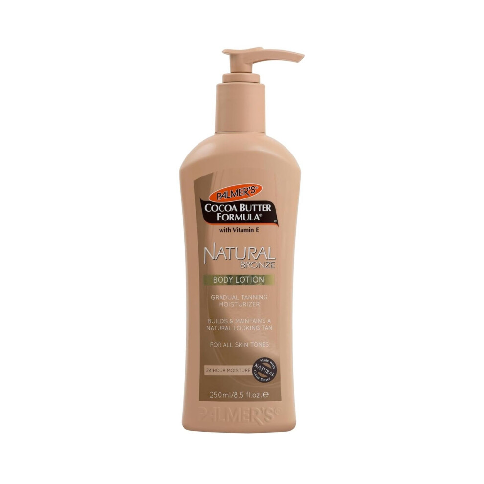 Palmers Natural Bronze Tanner 250ml Cocoa Butter Formula Body Lotion, Sunkissed Summer Golden Tan Glow Dry Skin, Stretch Marks & Scarring Skincare