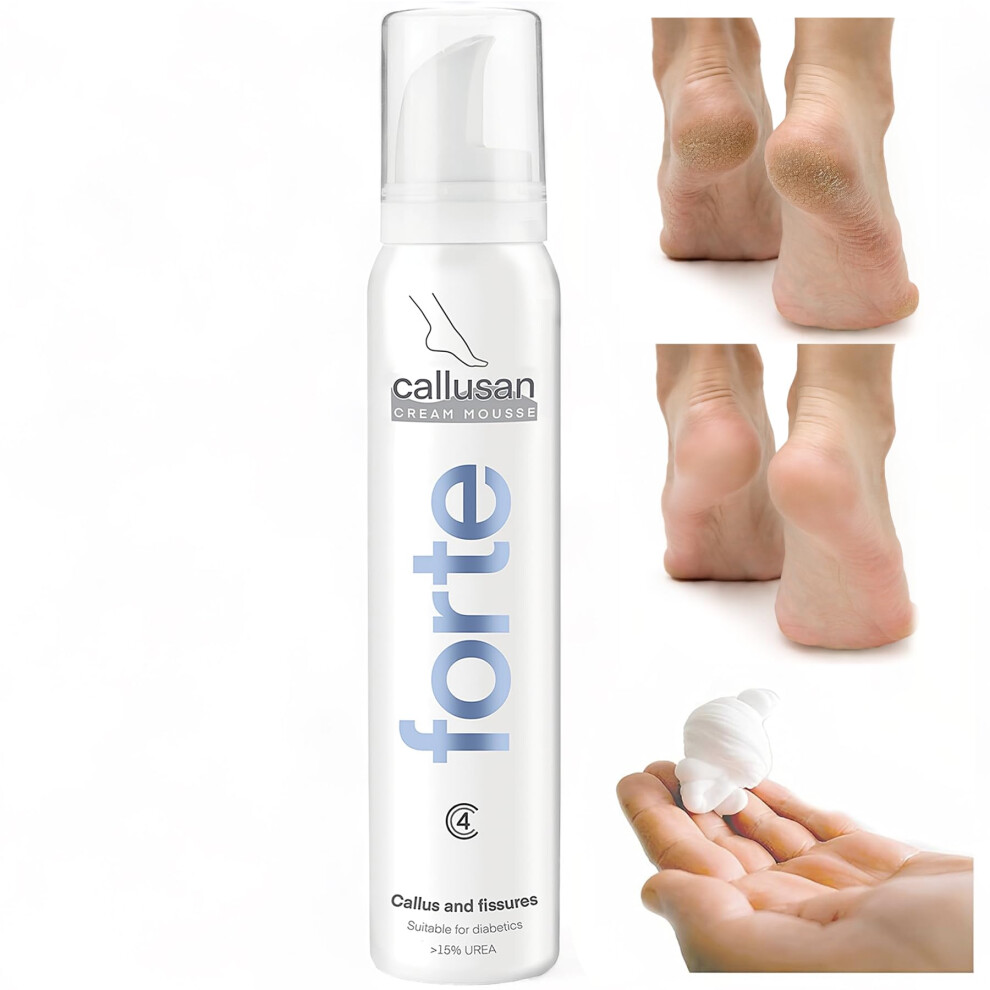 Algeos Cream Callusan Urea Foot Mousse - For Dry Cracked Heels, Corns, Calluses, Rough Skin - 125Ml - Instant Results - Non-Greasy, Absorbs Quickly, Feels