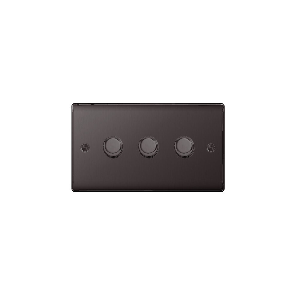 NEXUS METAL BLACK NICKEL TRIPLE INTELLIGENT LED DIMMER SWITCH, 2-WAY PUSH ON/OFF