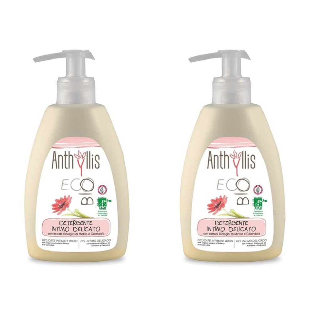 Pierpaoli Anthyllis Delicate Intimate Feminine Wash, Blueberry & Calendula, Organic, Vegan, Gentle For Sensitive Skin, Ph Balance, Dermatology Tested (300 Ml