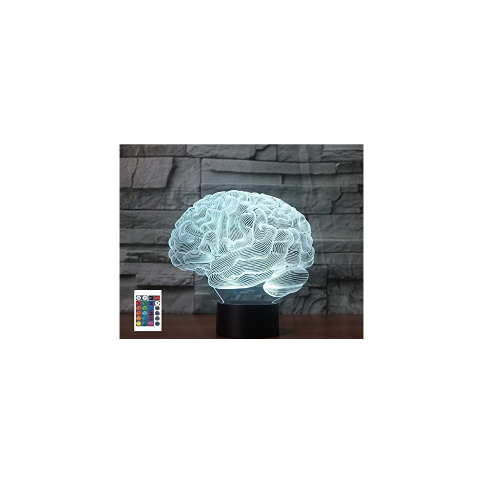 Photos - Floodlight / Street Light 3D Brain Remote Control 16 Color Night Lights Illusion Acrylic LED Table Bedside Lamp Children Bedroom Desk Decor Birthday G