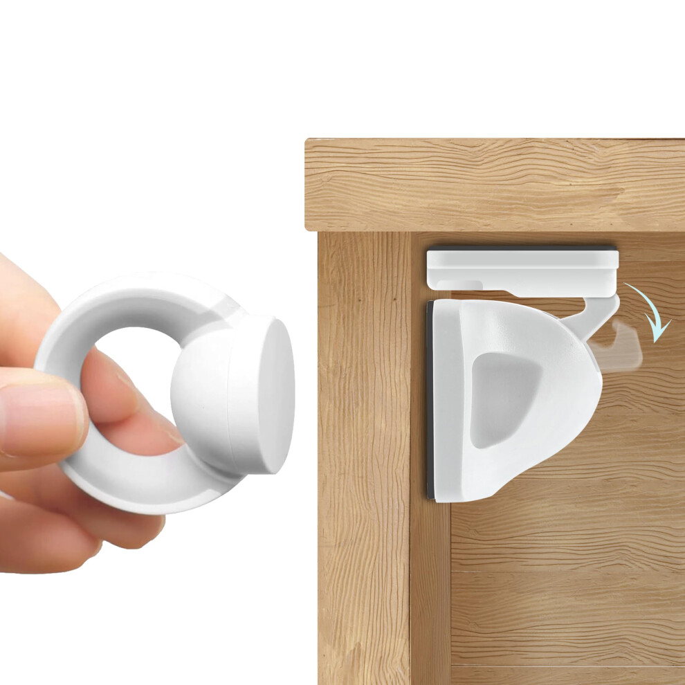 BooBoo Baby Magnetic Child Safety Locks - White, Set of 4 Locks + 1 Key - Tool-Free Installation - Image 3