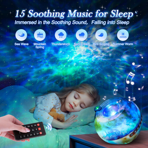 Star Projector,105 Light Modes Star Projector Night Light Projector,15 White Noises+5.3 Bluetooth Galaxy Light Projector, Remote+Timer+Dimmable Star 2