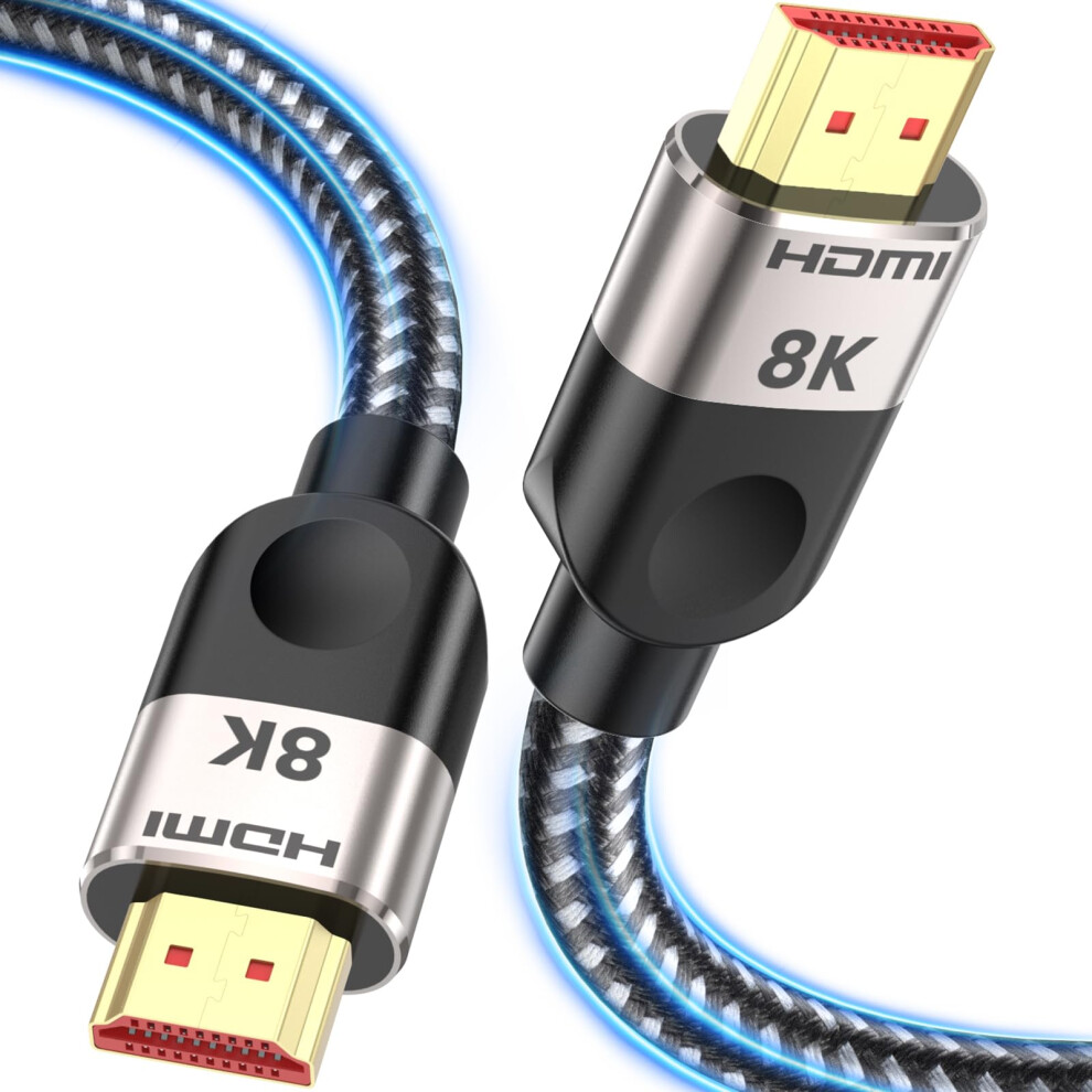 HDMI 2.1 Cable 3m, 8K@60Hz 4K@120Hz Ultra HD Cable High-Speed Lead 48Gbps, 7680x4320, Supports eARC HDR10 HDCP 2.2 & 2.3 DTS: X 3D CEC Compatible with