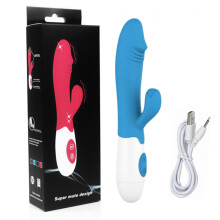 (Blue) Dual Motor G-Spot Rabbit Vibrator with 10 Modes - Purple