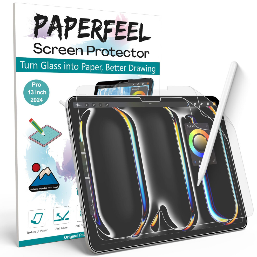 [2 Pack] Paperfeel Screen Protector for iPad Pro 13 Inch 2024 M4 Model, Matte PET Paper Film Compatible with Apple Pencil Drawing, Writing, Anti Glare