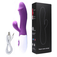 (Purple) Dual Motor G-Spot Rabbit Vibrator with 10 Modes - Purple