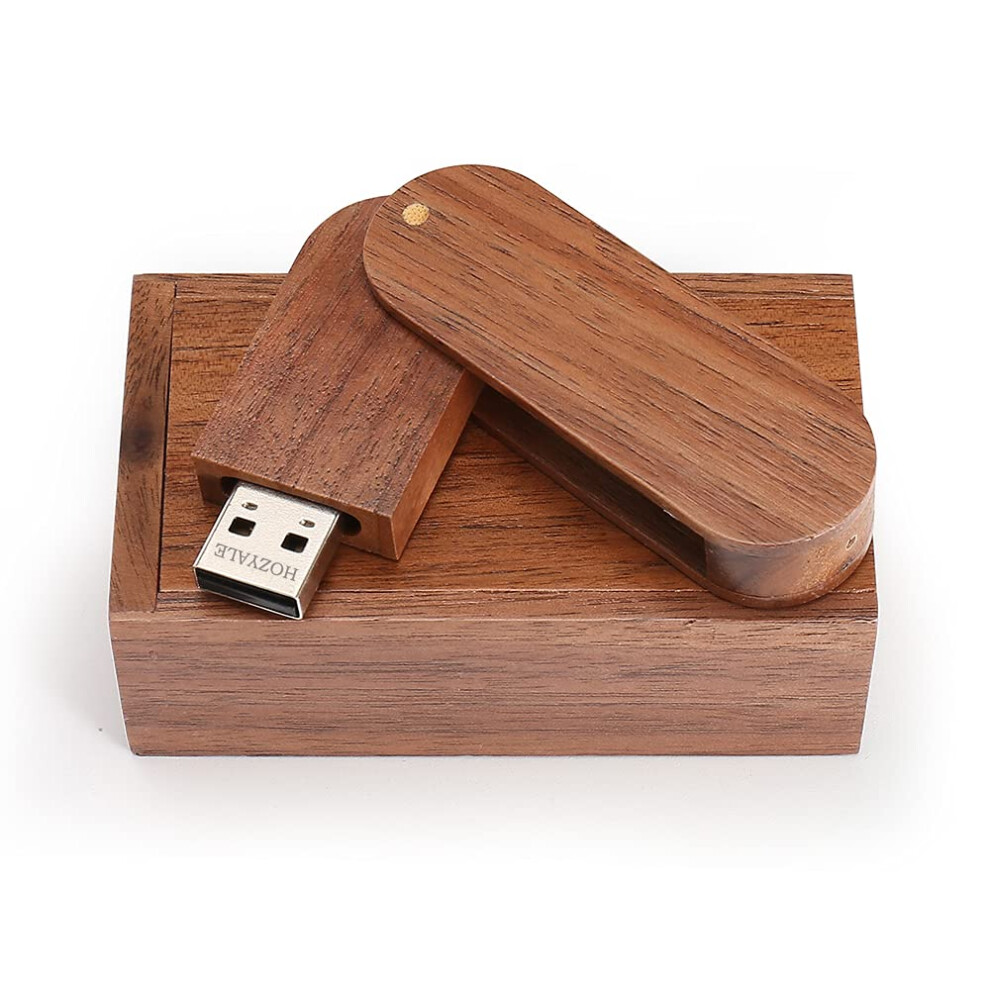 Usb 2.0 Flash Drive Wood Memory Stick Usb Stick Data Storage Pendrive With Wooden Box (32Gb, Rotate ) Brown 779880315015