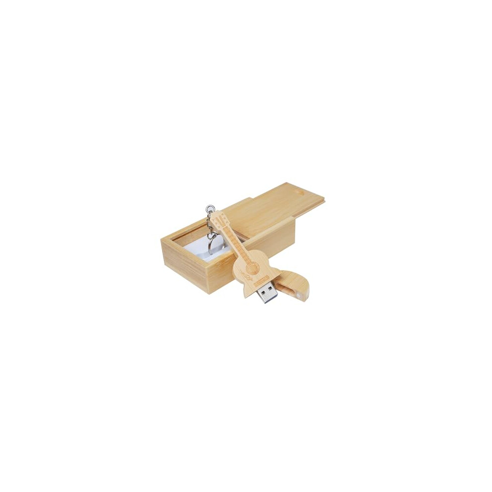 Guitar Shaped Maple Wood Memory Stick Usb Flash Drive In Wood Box (3.0/8Gb, Bamboo Wood) 723576060680