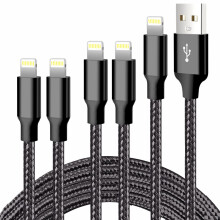 iPhone Charger, 5 Pack 3/3/6/6/10FT Apple MFi Certified USB Lightning Cable Nylon Braided Fast Charging Cord Compatible for iPhone