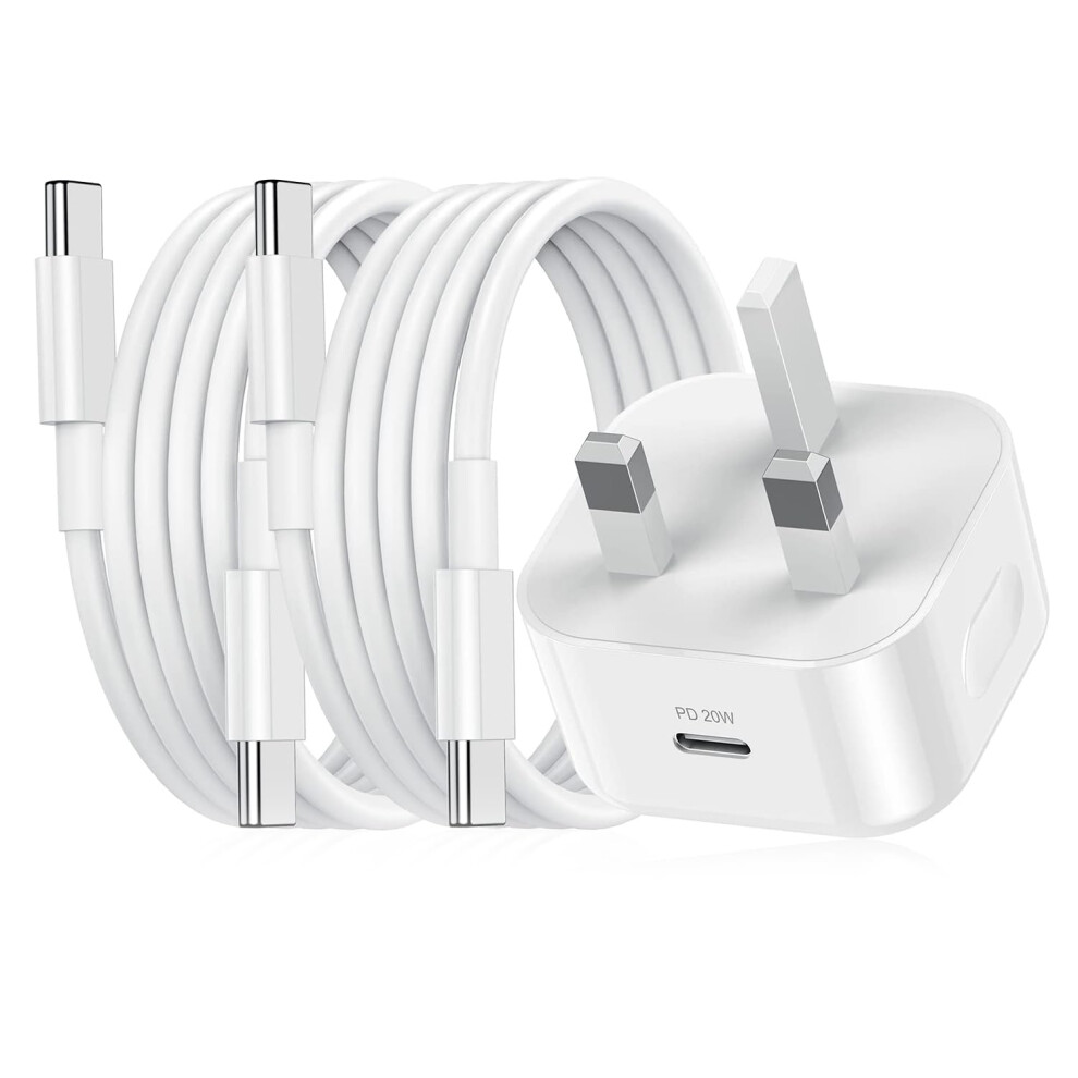 Ipad Charger And Plug, 20W Usb C Charger For Ipad Pro And 2Pack 2M Cable, Type C Fast Wall Charger Adapter Usb C To C Cable For Ipad Pro 12.9/11 9557016766716