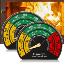 Stove Thermometer Magnetic Log Burner Thermometer, Stove Pipe Thermometer with Large Dial, Wood Burning Stove Thermometer Stove Top Meter for Wood Log