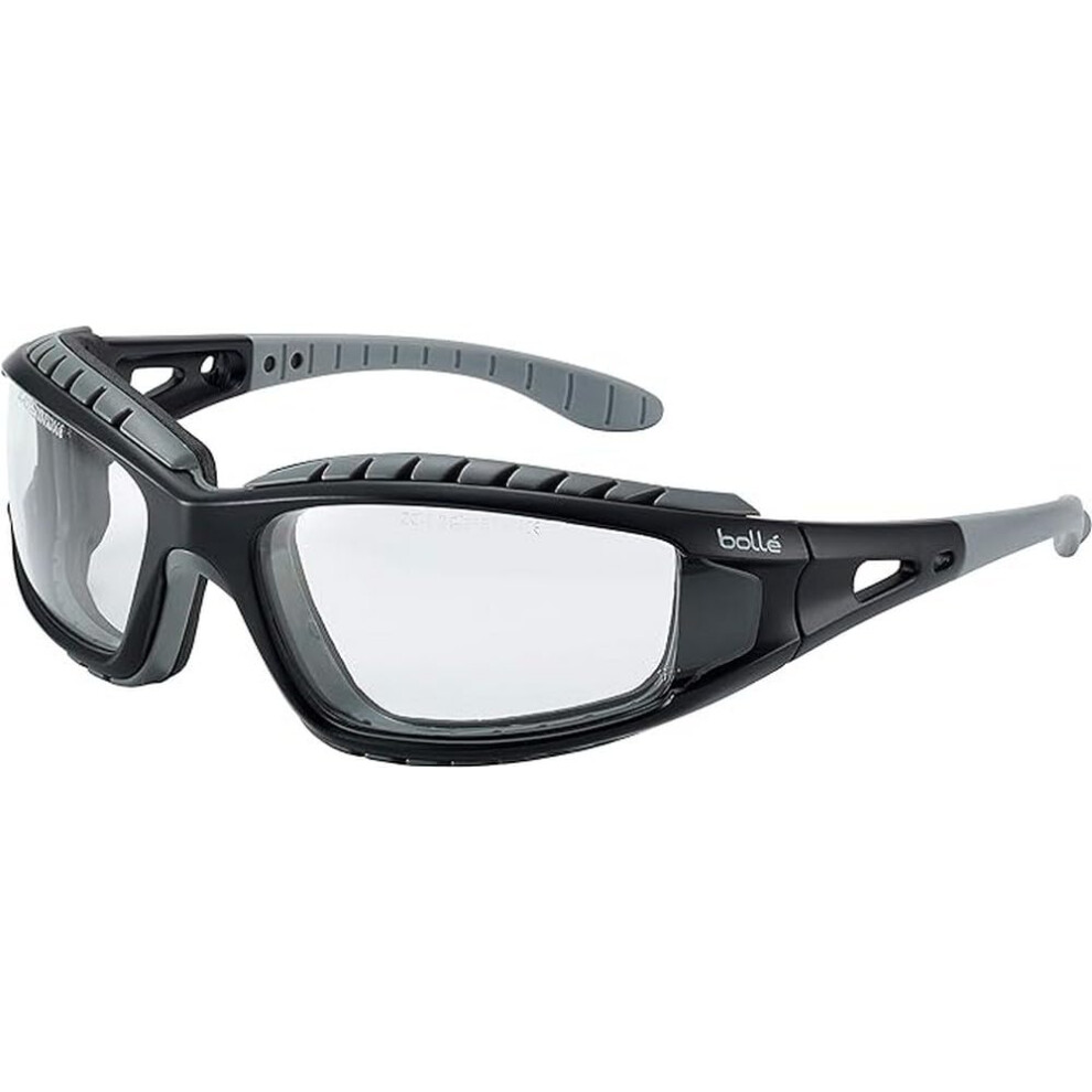 Bolle TRACPSI Tracker Glasses Nylon Frame Anti-Scratch and Fog Lens, Clear/Black