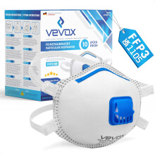 VEVOX Respirators FFP3, FFP2 or FFP1 - sets of 5, 10, 20 or 5000 - with comfort sealing - respirator face mask ffp3/ffp2/ffp1 - valved facemasks -