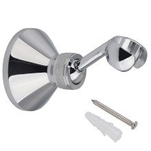 Shower Head Holders - Copper Shower Holder Bracket 360 Degree Adjustable Wall Mount for Standard Handheld Showerhead and Hose - Chrome Plated