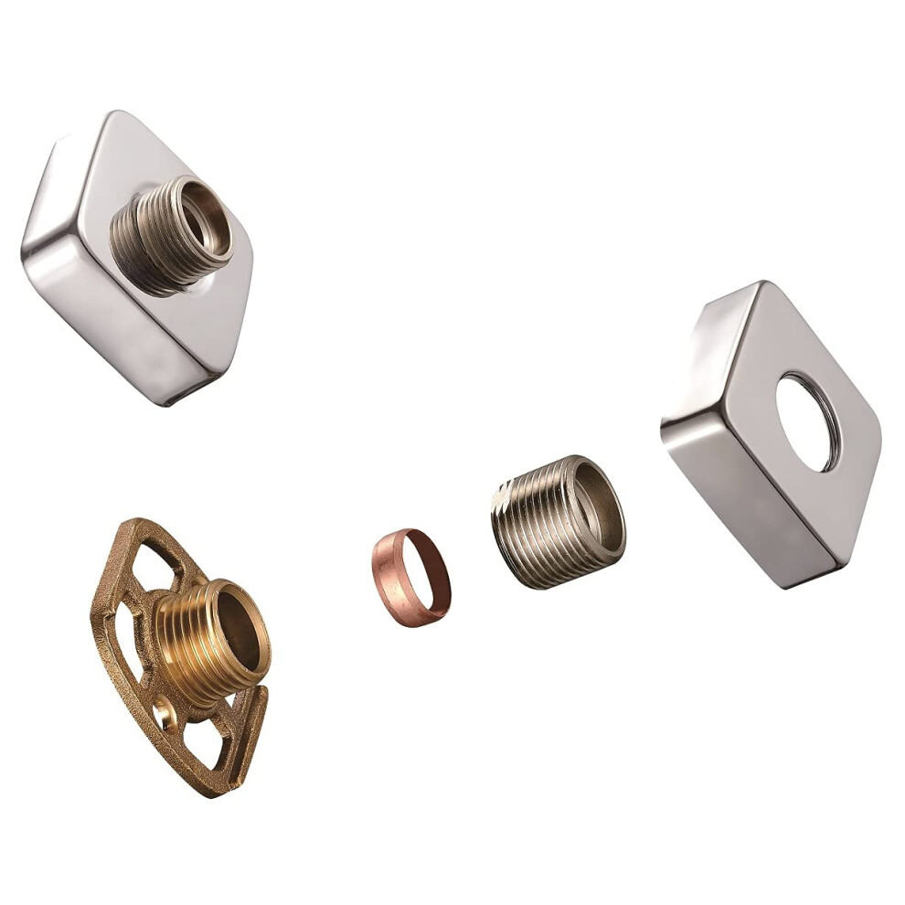 Kingbath Bar Valve Fixing Kits Brackets With Square Ss Chrome Cover Shrouds Escutcheons 3/4Â Inch Connections Bsp 15Mm Wall Mounted Fast Fix Kit 9362352846868