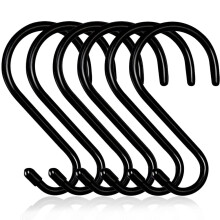 Swatowot 10 Pack 15 cm Large Heavy Duty S Hooks Non Slip Vinyl Coated S Hook for Hanging, Steel Metal Black Rubber Coated Closet S Hooks for Hanging