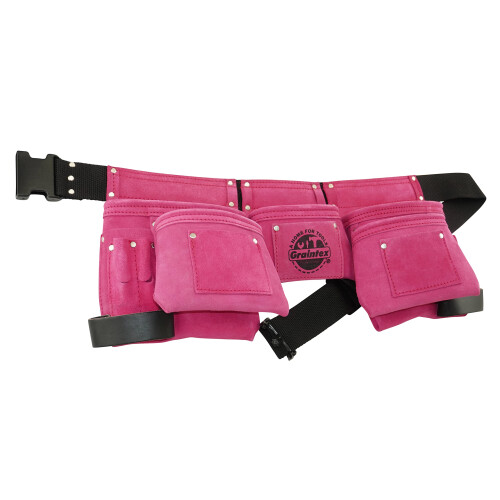 Leather Suede 8 Pocket Tool Belt, Pink, One Size, Tool-Belts 2