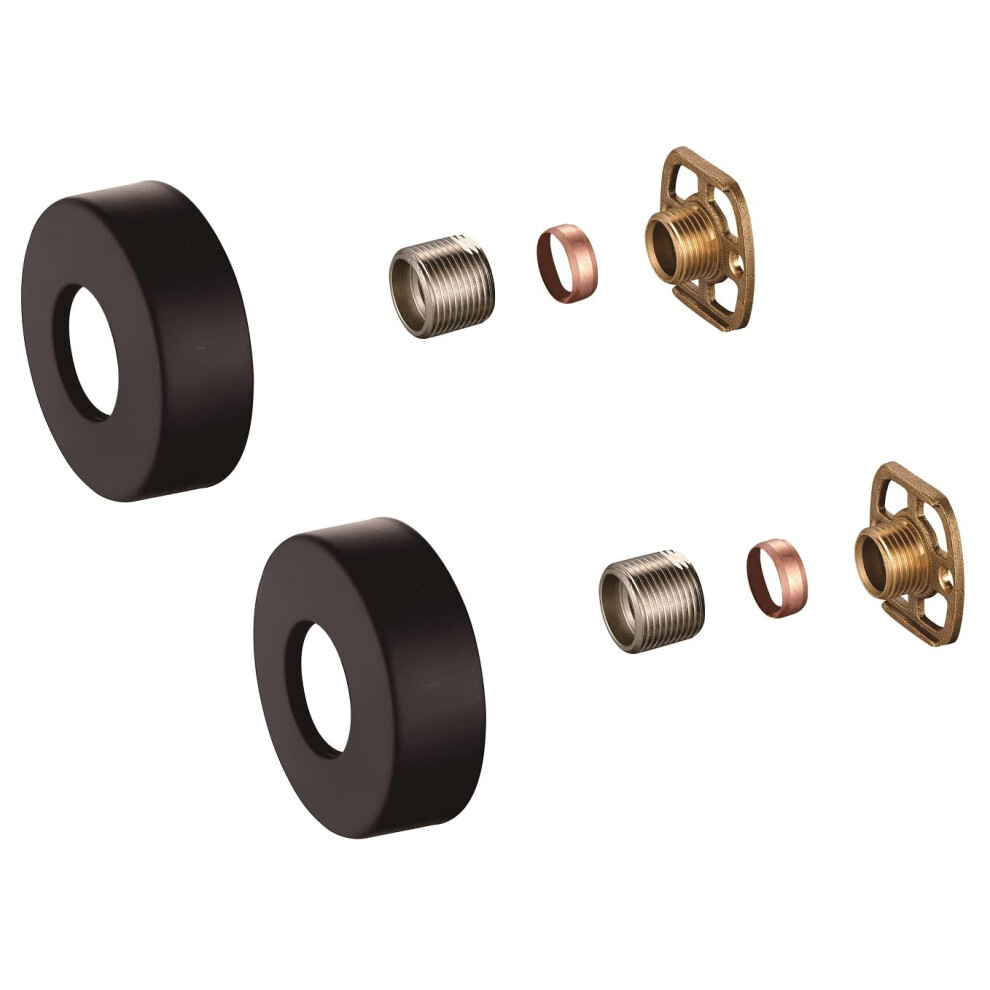 Kingbath Bar Valve Fixing Kits Brackets With Round Ss Matt Black Cover Shrouds Escutcheons 3/4Â Inch Connections Bsp 15Mm Wall Mounted Fast Fix 5714405784728