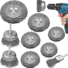 Wire Brushes for Drills, Wire Wheel Cup Brush Set with 1/4-Inch Shank Brush Kit for Cleaning Rust, Removing Paint,Wood,Stripping and Abrasive